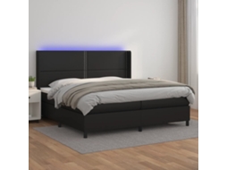 Vidaxl Cama Box Spring C/ Colchão/led 200x200cm Couro Artificial Preto