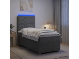 Vidaxl Cama Box Com Led E Colchão Cinzento-escuro 100 X 200 Cm Tecido