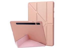 Capa Protetora Para Samsung Galaxy Tab S10 Em Couro Pu Silicone Com Suporte Origami Ouro Rosa Tuotuo