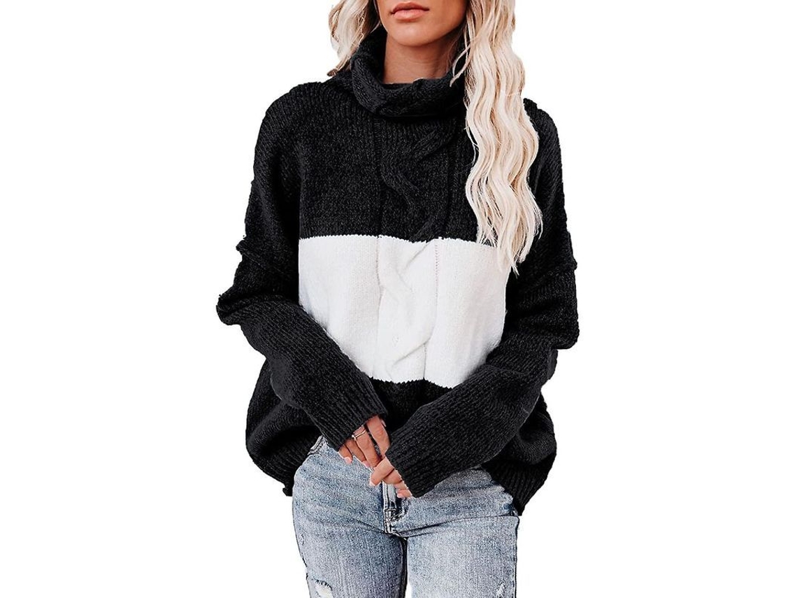 2026 jersey Casual de Mujer Ilwhe de Manga Larga Con Cuello Alto Y Diseño Holgado En Colores Bloque
