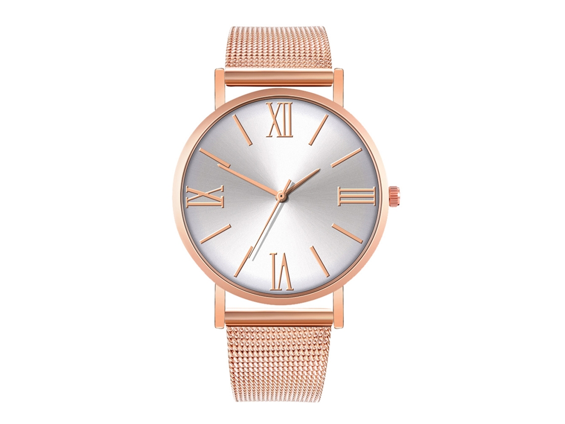 Reloj De Moda Para Parejas Con Correa De Malla Dial Redondo Cuarzo Unisex