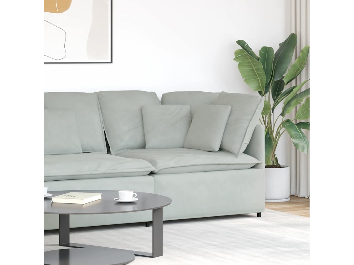 Vidaxl Módulo De Canto Para Sofá Modular Com Almofadas, Cinza Claro, 100 Cm