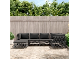 Vidaxl 6 Pcs Conjunto Lounge De Jardim Com Almofadões Aço Antracite