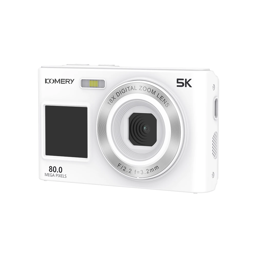 (branco, Cartão Tf De 128 Gb) Câmera Selfie Digital De 80 Mp Com Zoom De 18x, Filmadora Vlog 5k Com Telas Duplas Frontal E Traseira