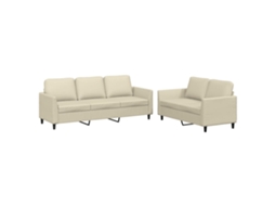 Sofa Set, Sofa Sets Vidaxl Creme Couro Artificial (n/a)