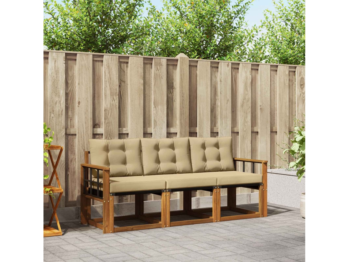 Vidaxl Conjunto De Sofás Para Exterior 3 Unid. Natural E Bege