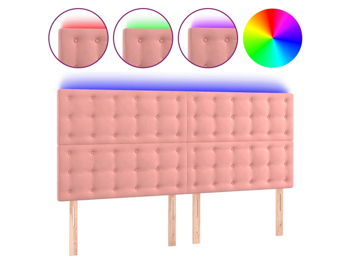 Cabeceira de Cama com Luzes Led Veludo Rosa MAISON EXCLUSIVE (180x5x118 cm)