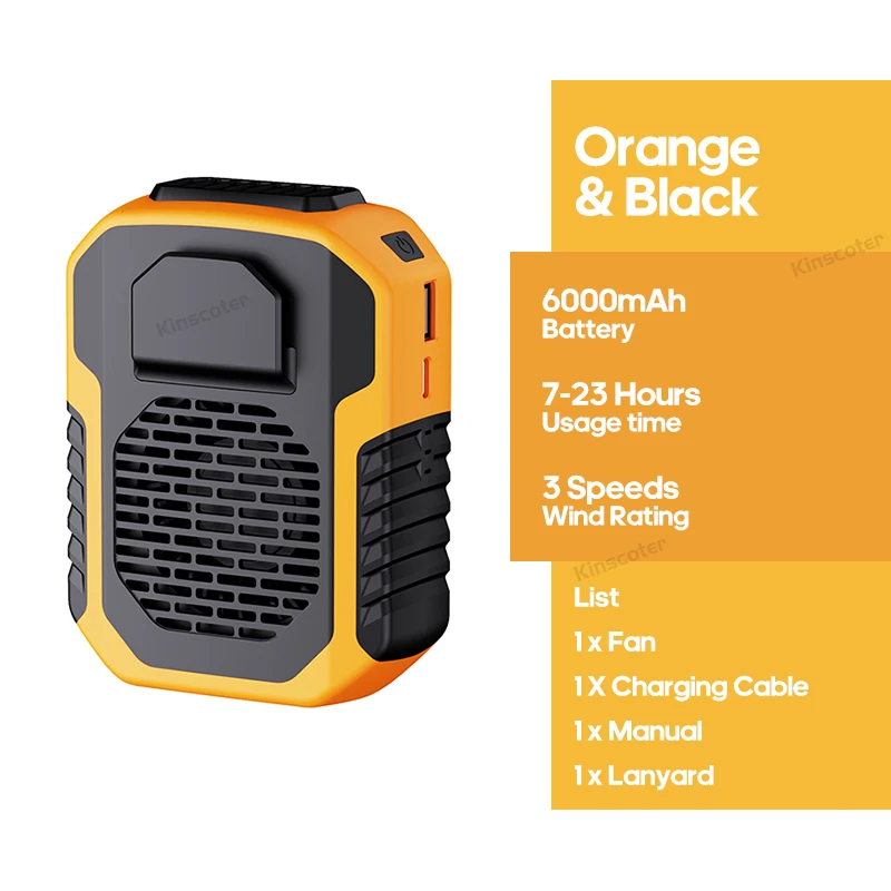 Ventilador de Parede Externo, 6000mah, 3 Velocidades MDUG