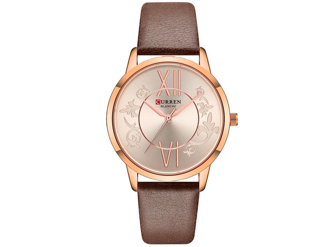 Relógio Feminino Com Pulseira Redonda De Couro, À Prova D'água, Relógio De Pulso Feminino Em Couro Estampado