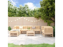 Vidaxl 9 Pcs Conjunto Lounge De Jardim Pinho Maciço