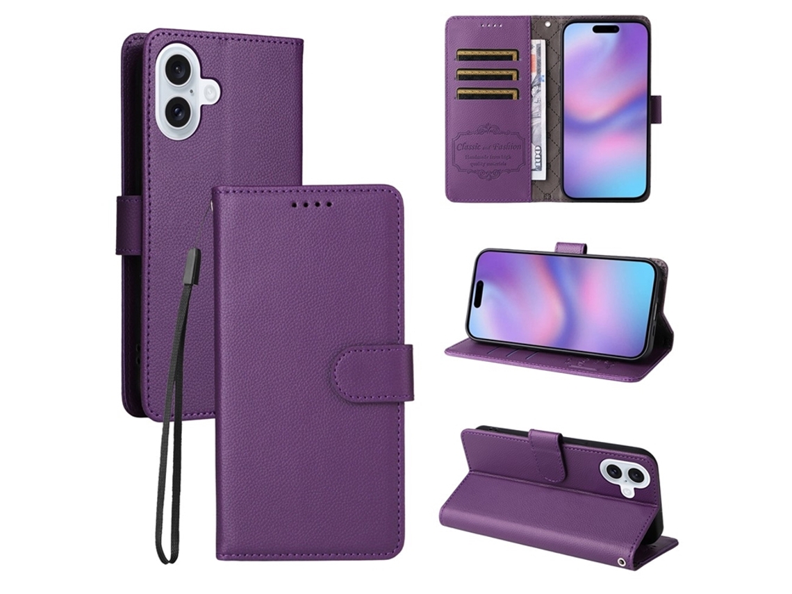 Capa Carteira Para Iphone 17 Com Bloqueio Rfid E Alça De Pulso.