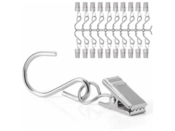 Rebe 40 Anéis de Cortina com Clips de Aço Inoxidável Ideais para Pendurar Cortinas, Guirlandas, Luzes de Festa e Fotos Prata