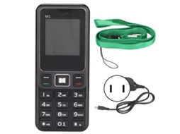 Telefone M1 2g dual sim S/MARCA para idosos e crianças com cordão, lanterna, tela 1,44", enchufe americano