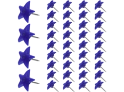 Conjunto De 50 Peças Prendedores Em Formato Estrela, Em Plástico E Metal, Na Cor Azul, Para Quadros De Cortiça E Placas