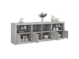 Vidaxl Aparador Com Luzes Led 202x37x67 Cm Cinzento Cimento