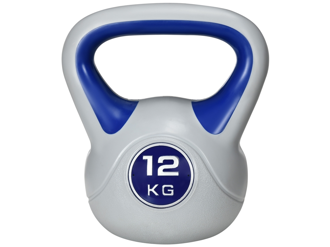 Kettlebell 12kg Com Alça Ergonômica, 24x17x28cm, Haltere Treino De Força Na Cor Azul