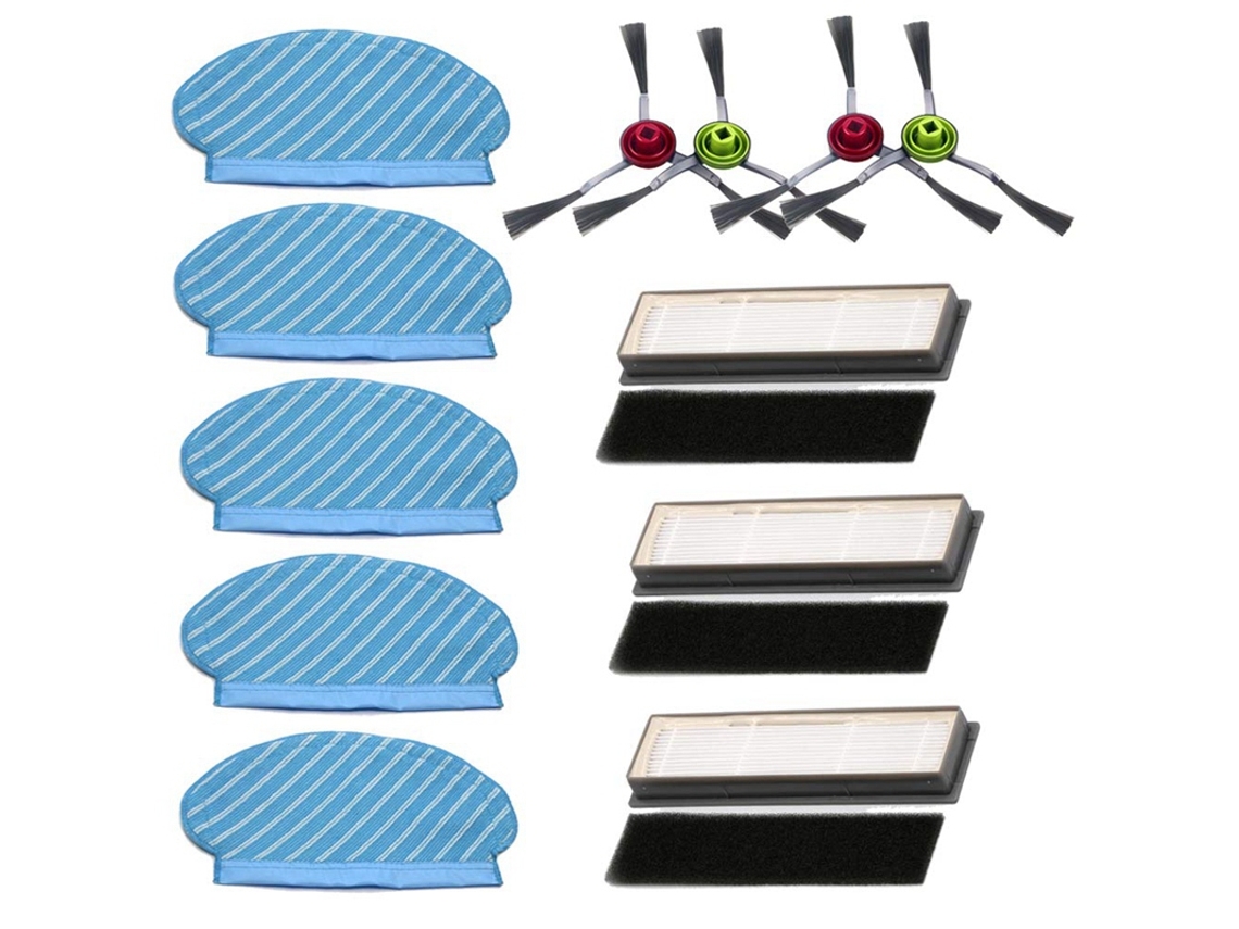 Conjunto de escovas laterais para filtros de pano para ecovacs deebot ozmo 920 950 peças de aspirador de pó 3 filtros x escova 4xside coágulo 5xmop