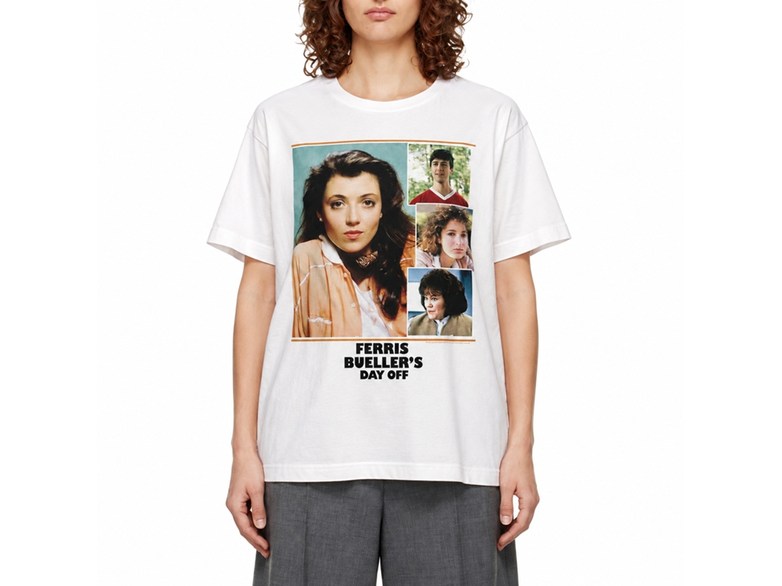 Rockinstone Ferris Bueller's Day Off Sloane Collage White Adult T-shirt Size:s