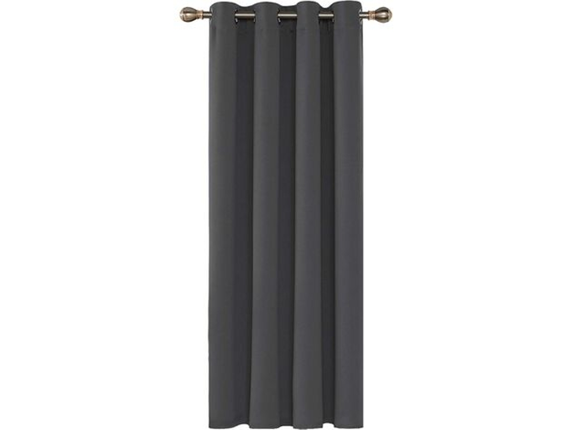 Cortinas Térmicas Blackout Cinza Escuro, 140x240 Cm, Design Moderno Com Ilhós, Para Sala E Quarto, 1 Peça