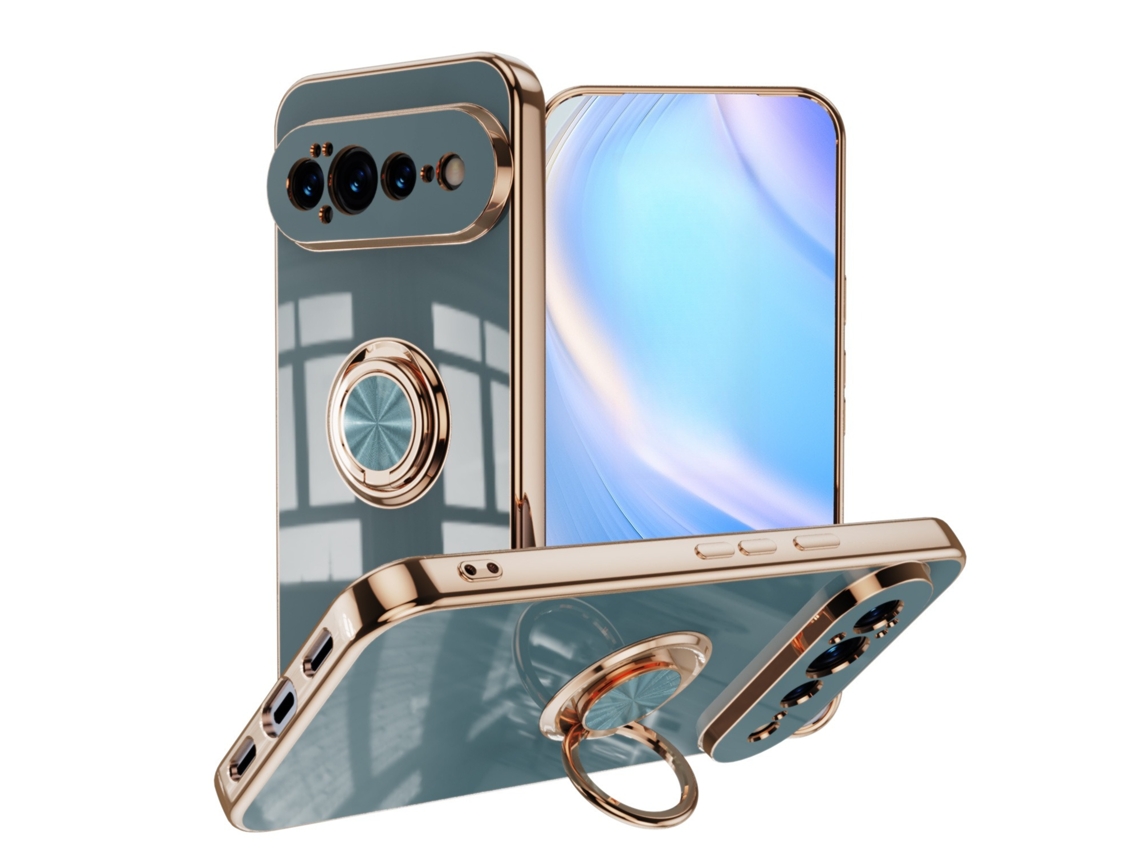 Capa Protetora Com Eletrodeposição Para Google Pixel 11 Pro Xl Com Anel (cinza)