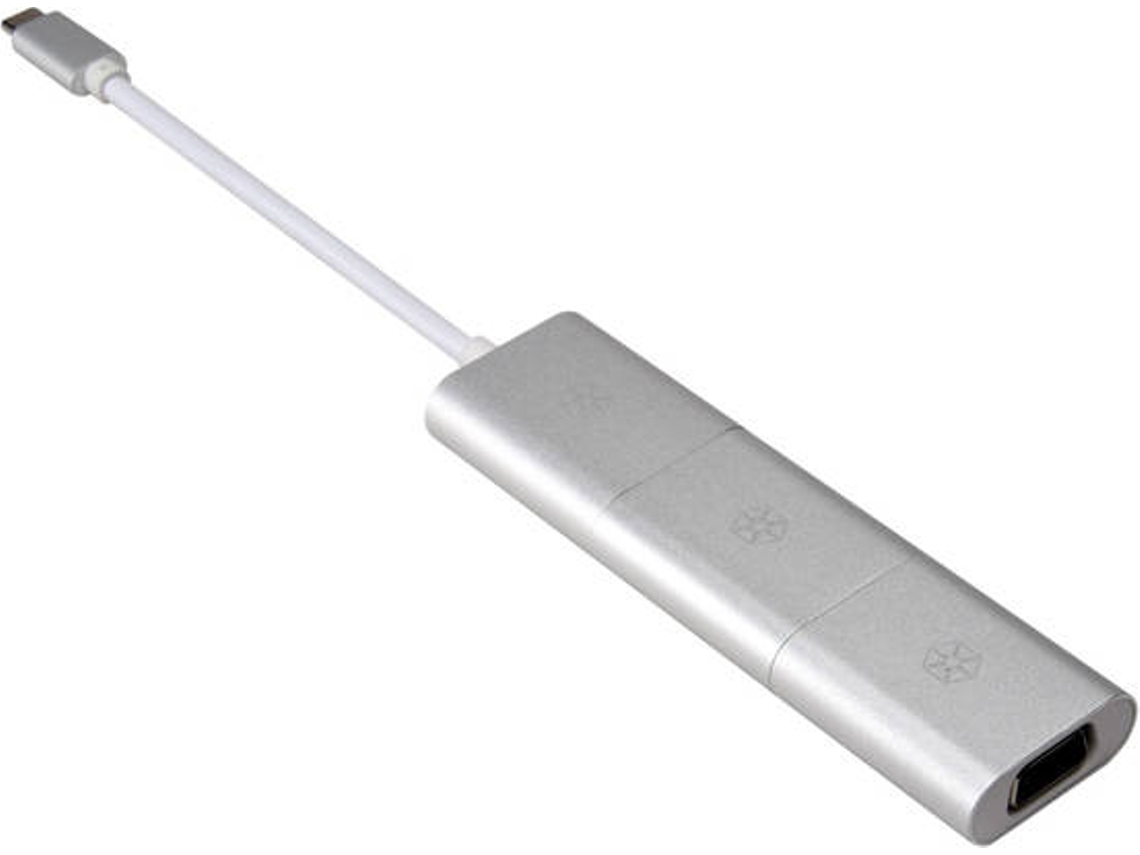 Adaptador HDMI SILVERSTONE (USB-C - HDMI - VGA e Mini DisplayPort - 10 cm - Prateado)