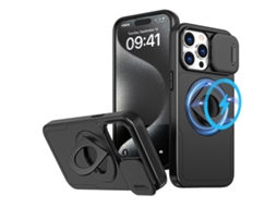 Capa Zruxe Compativel Com Iphone 15 Pro Max (camshield Magsafe - Ring Holder - Armor - Preto)
