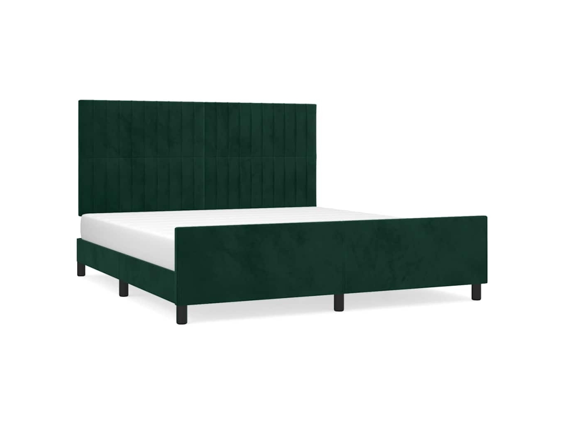 Estrutura de Cama com Cabeceira 180x200 Cm Veludo Verde Escuro MAISON EXCLUSIVE