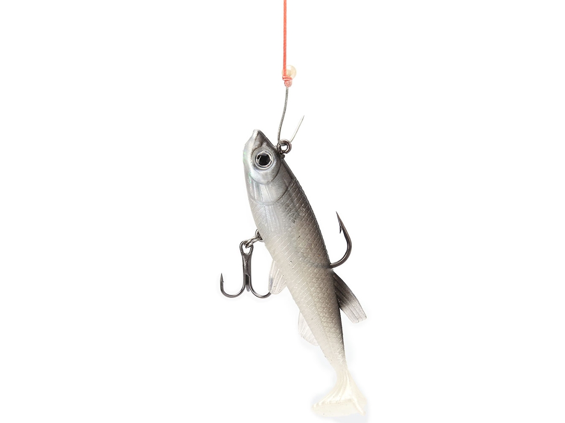 Isca de Pesca Soft 8.5cm 20g Cinza com Anzol Triplo