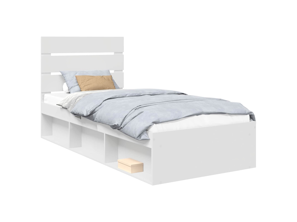 Conjunto 1 Estrutura De Cama Moderna Vidaxl Branco Derivados De Madeira (90 X 200 Cm)