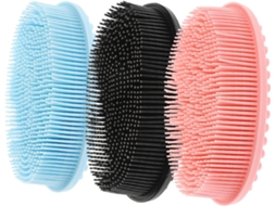Conjunto De 3 Escovas Silicone Dupla Face Popetpop Para Banho E Shampoo, Tamanho Pequeno, Esfoliantes E Reutilizáveis