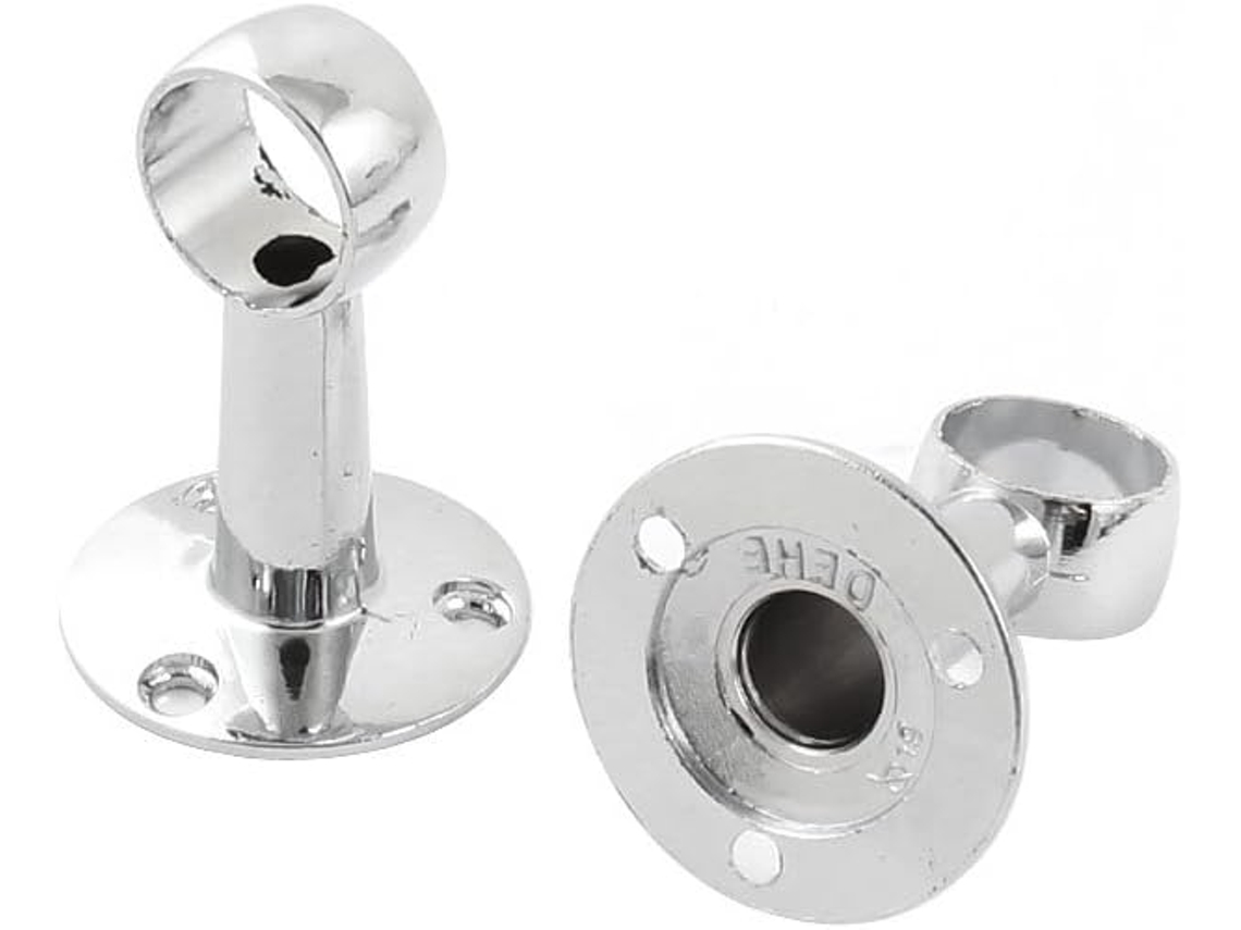 Barra para Pendurar Toalhas e Roupas, Bucha Flangeada de 20 Mm de Diâmetro, Tom Prateado, 2 Peças CHABERLU
