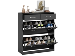Sapateira Estreito com 2 Compartimentos e 2 Gavetas para 12 Pares de Sapatos 80x30x91,5 Cm Preto Ge