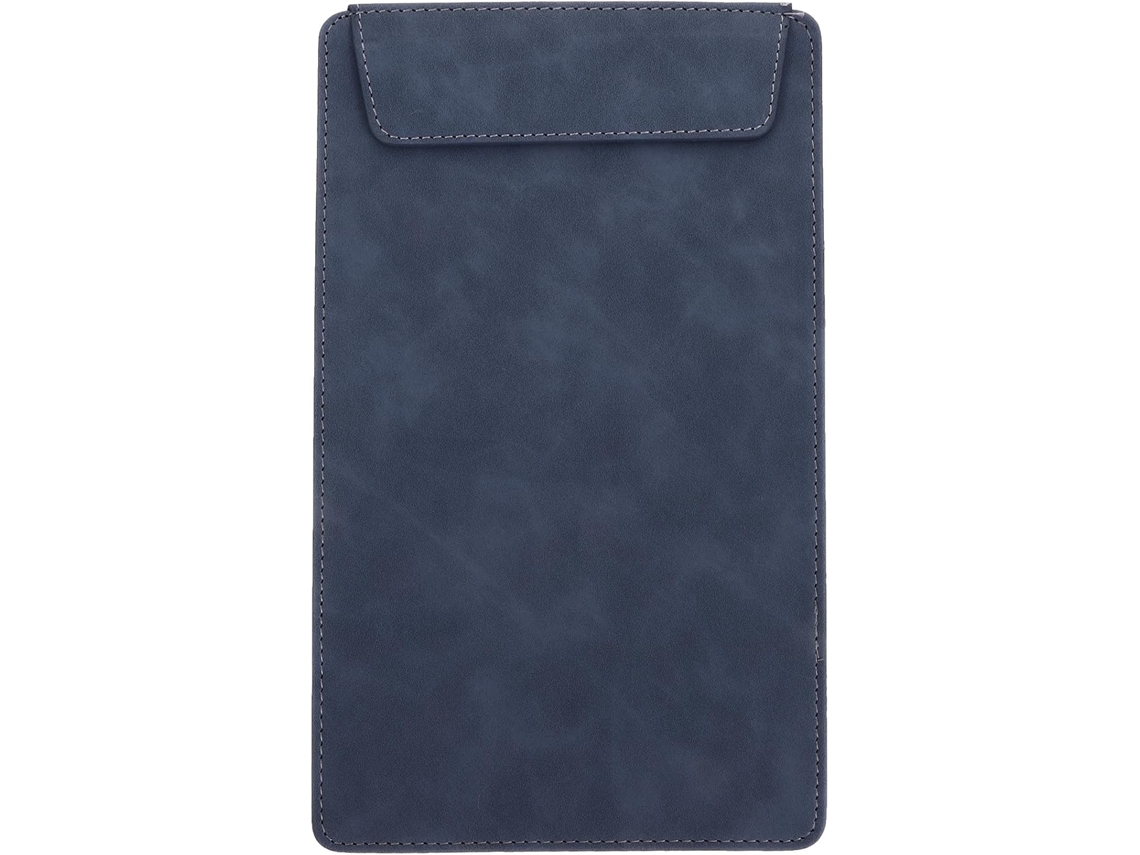 Porta-menus portátil em couro, tamanho A5 (15x25 cm), ideal para restaurantes e escritórios, com suporte para escrita e organização.