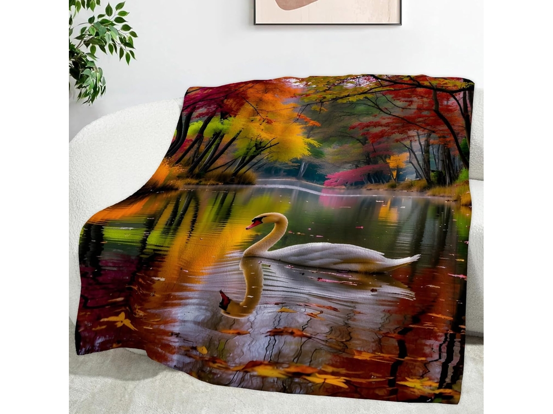 Manta Swan Blanket Forest 100x130 Cm Multifuncional Macia e Aconchegante em Flanela para Cama Cobertor Cochilo