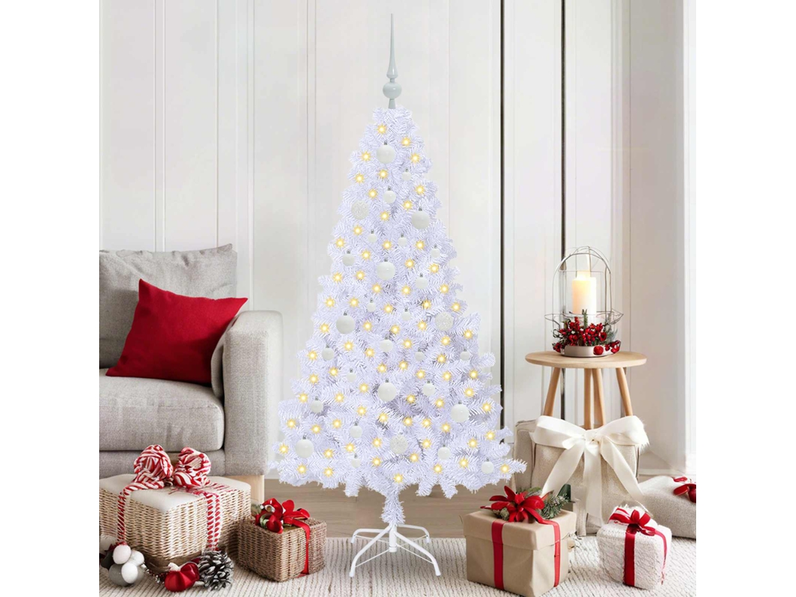 Vidaxl Árvore De Natal Artificial Branco 150 Cm Pvc E Aço