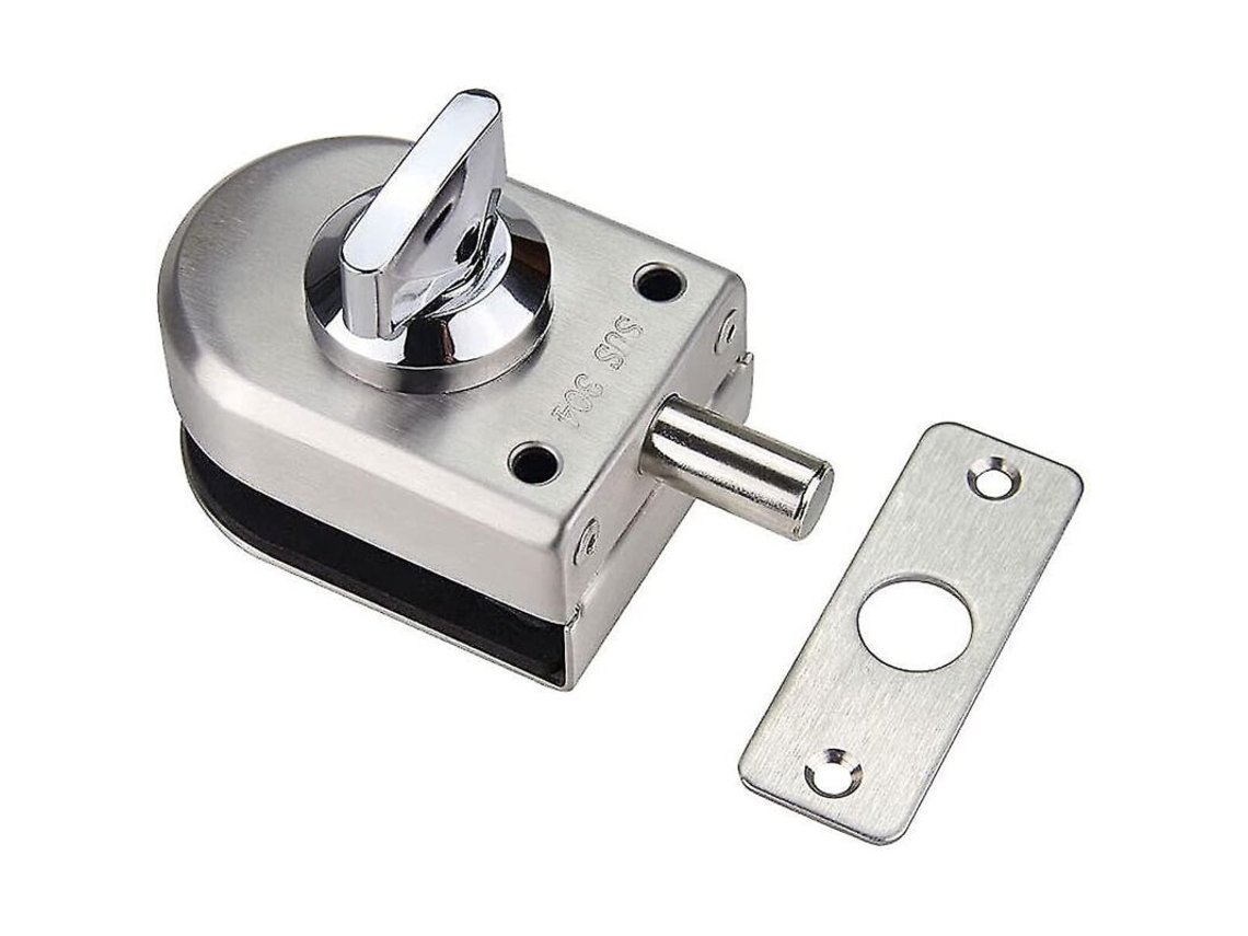 Fechadura De Aço Inoxidável Para Porta Vidro – Piso Vidros 10 A 12 Mm Espessura Resistente À Ferrugem E Corrosão Fácil Instalação
