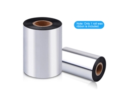 Fita de cera para transferência térmica, 40-110 mm x 300 m, para impressoras de código de barras.