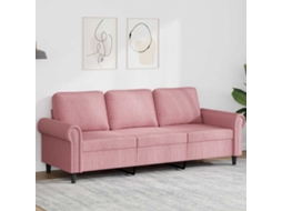 Vidaxl Sofá De 3 Lugares 180 Cm Veludo Rosa