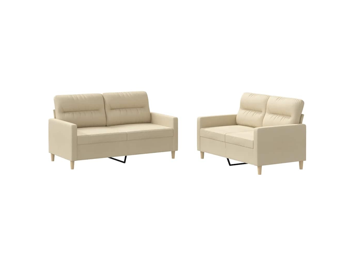 Conjunto de Sofás com Almofadões Tecido Cor Creme MAISON EXCLUSIVE