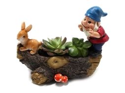 Maceta De Resina Para Suculentas Con Diseño De Animalito Y Enano Jardín Adorable