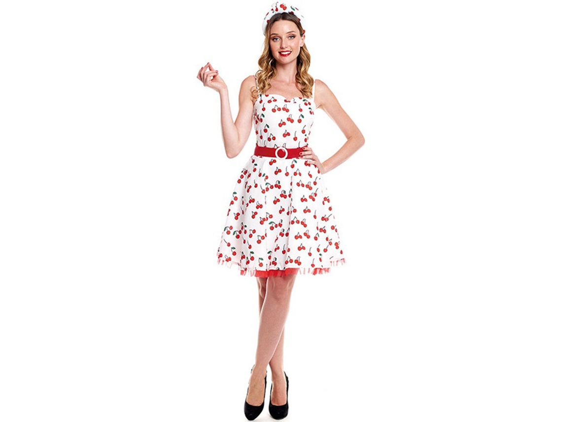 Fato de Mulher PARTILANDIA Vestido Cerejas dos Anos 50 (Tam.: L)