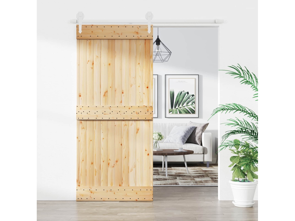 Vidaxl Porta Deslizante Natural E Branco 90 X 210 Cm