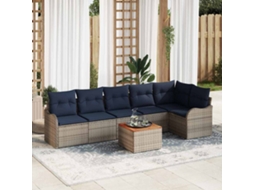 Vidaxl Conjunto De Sofá De Jardim 7 Unid. Cinzeto Vime Pe