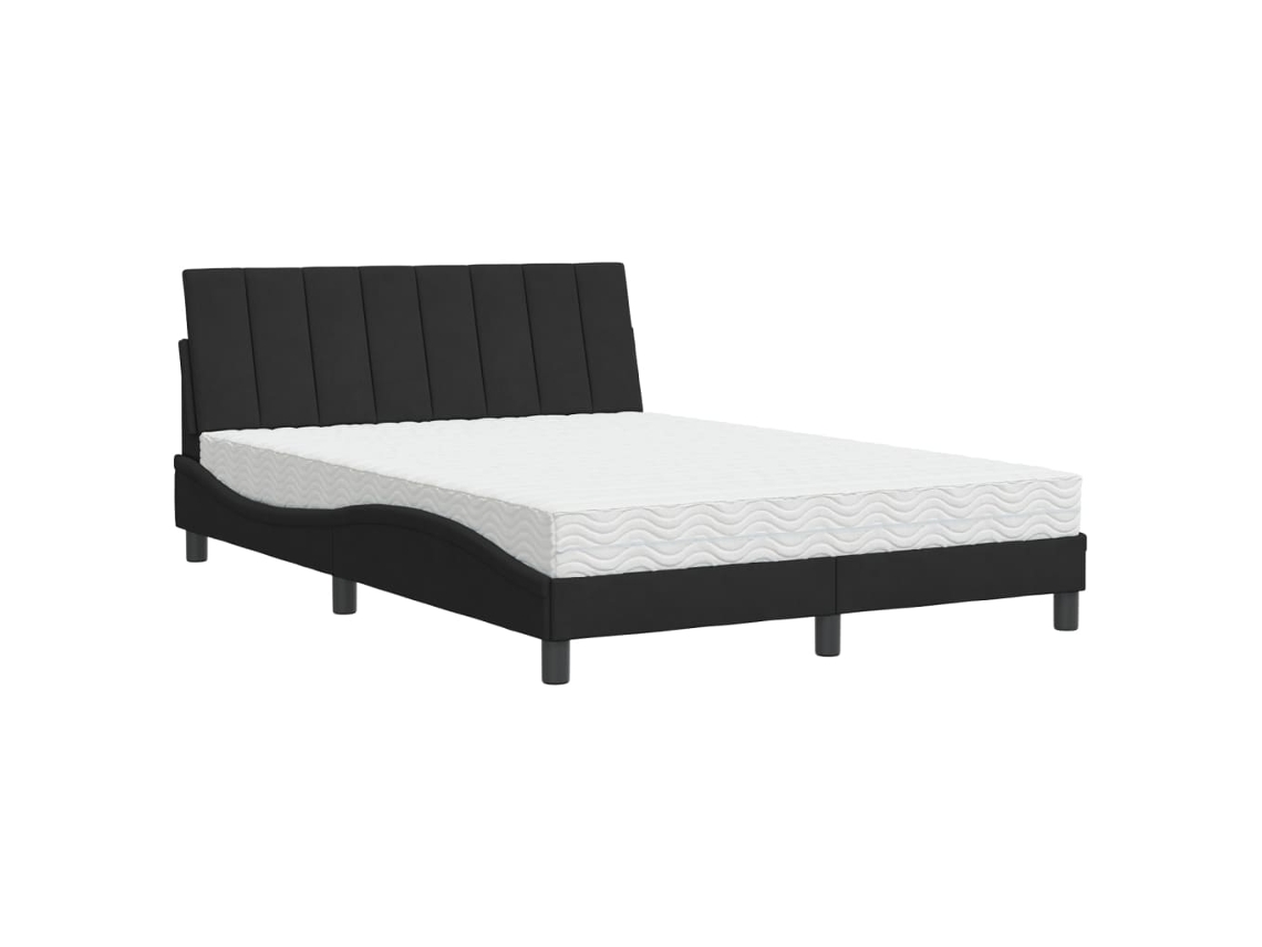 Cama com Colchão Hanko 140x200 Cm Veludo Preto MAISON EXCLUSIVE