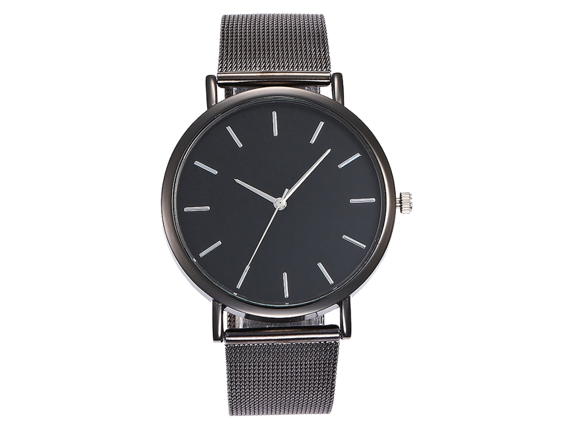 Reloj De Pulsera De Aleación Moda Dial Redondo Analógico Cuarzo Unisex Color Pistola