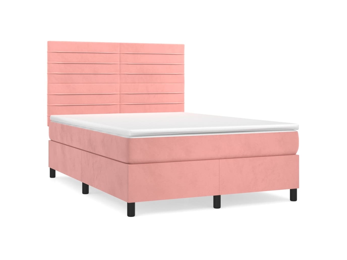 Cama com Molas/colchão 140x200 Cm Veludo Rosa MAISON EXCLUSIVE