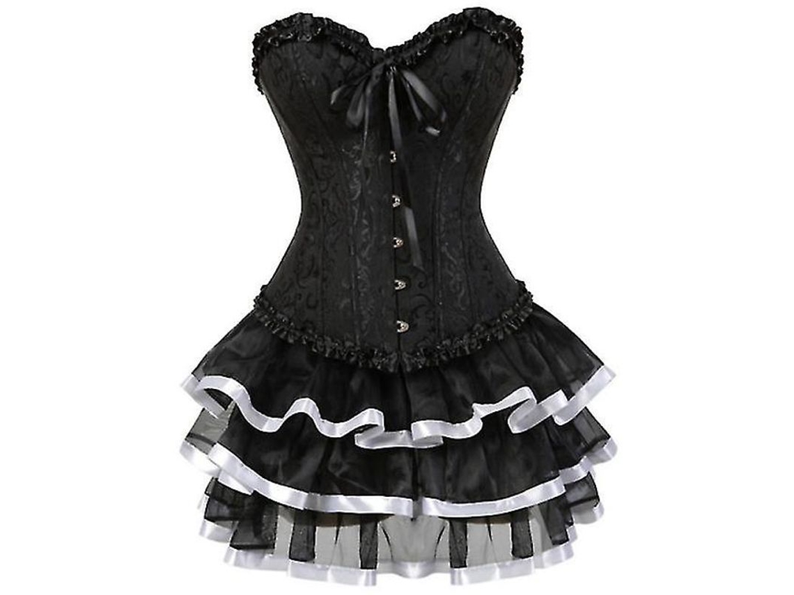 Corset Feminino de Poliéster e Spandex com Bordado e Ossos Plásticos, Estilo Cotidiano, Padrão Impresso Branco