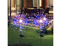 Pacote com 2 Luzes Solares de Jardim Luzes Solares de Fogos de Artifício Atualizadas 120 Led Luzes Solares Externas À Prova D'Água com 8 Modos de Ilum GERTIZ 