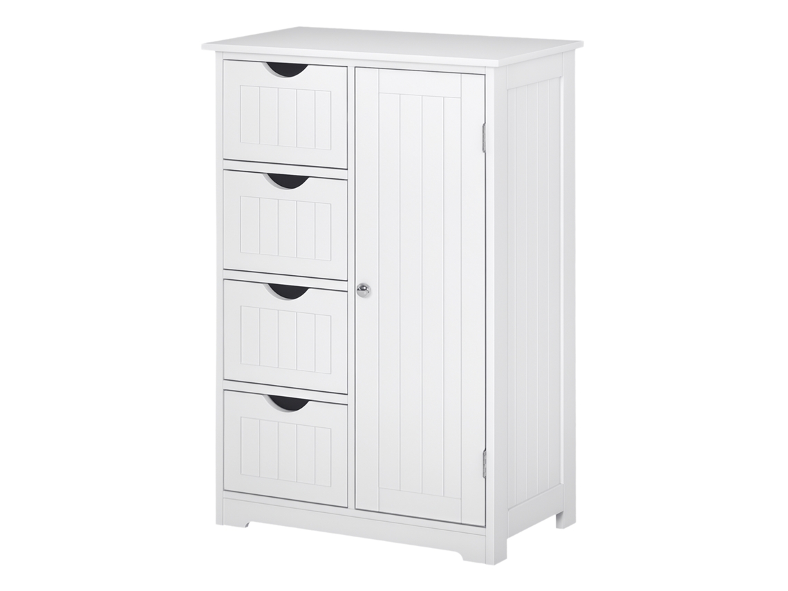 Armário Banho 1 Porta + Gavetas 56x30x83cm Branco
