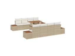 Conjunto 9 Conjunto De Sofá De Jardim Vidaxl Bege Vime Pe (100 X 55 X 73 Cm)